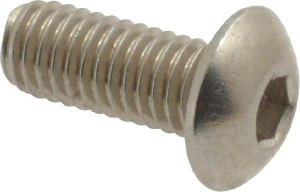 Value Collection - M5x0.80 Metric Coarse Hex Socket Drive, Button Screw - Grade 18-8 & Austenitic A2 Stainless Steel, Uncoated, Fully Threaded, 12mm Length Under Head - Industrial Tool & Supply