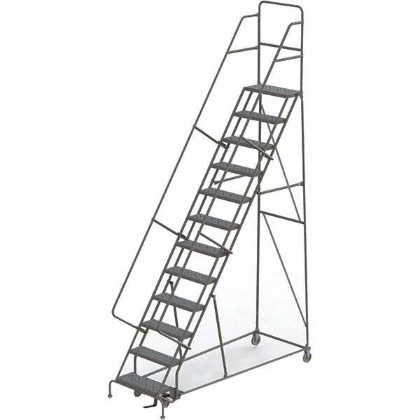 TRI-ARC - 156" 12 Step Rolling Platform Ladder - 450 Lb Capacity, 120" Platform Height, 35" Base Width x 90" Depth, Perforated Tread - Industrial Tool & Supply