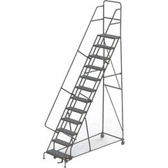 TRI-ARC - 156" 12 Step Rolling Platform Ladder - 450 Lb Capacity, 120" Platform Height, 35" Base Width x 90" Depth, Perforated Tread - Industrial Tool & Supply