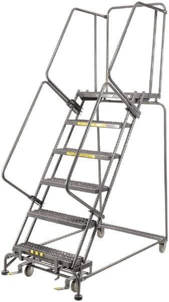 Ballymore - 93" 6 Step Ladder - 450 Lb Capacity, 60" Platform Height, 24" Base Width x 56" Depth, Expanded Metal Tread - Industrial Tool & Supply
