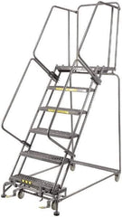 Ballymore - 93" 6 Step Ladder - 450 Lb Capacity, 60" Platform Height, 30" Base Width x 56" Depth, Heavy-Duty Serrated Grating - Industrial Tool & Supply