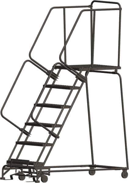 Ballymore - 93" 6 Step Ladder - 450 Lb Capacity, 60" Platform Height, 24" Base Width x 63" Depth, Heavy-Duty Serrated Grating - Industrial Tool & Supply