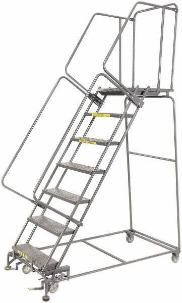 Ballymore - 103" 7 Step Ladder - 450 Lb Capacity, 70" Platform Height, 24" Base Width x 62" Depth, Heavy-Duty Serrated Grating - Industrial Tool & Supply