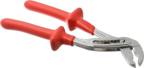 Knipex - 10" OAL, 1-1/2" Max Capacity, 7 Position Gooseneck Tongue & Groove Pliers - Standard V-Jaws, Standard Head - Industrial Tool & Supply