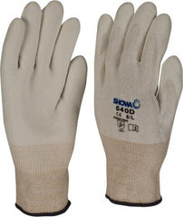 SHOWA - Size L (9), ANSI Cut Lvl 2, Puncture Lvl 2, Abrasion Lvl 6, Polyurethane Coated Cut Resistant Gloves - Palm Coated, HPPE Lining, Knit Wrist, White, Paired - Industrial Tool & Supply