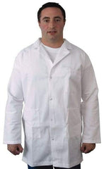 PRO-SAFE - Size M White Lab Coat - Polyester and Cotton, Snap Front, Open Wrists, (2 Pass Through Pockets and Front Chest and Hip Pocket) - Industrial Tool & Supply