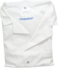 PRO-SAFE - Size L White Lab Coat - Polyester and Cotton, Snap Front, Open Wrists, (2 Pass Through Pockets and Front Chest and Hip Pocket) - Industrial Tool & Supply
