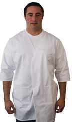 PRO-SAFE - Size L White Smock with 5 Pockets - Polyester and Cotton, Buttonless and Ties In Back - Industrial Tool & Supply