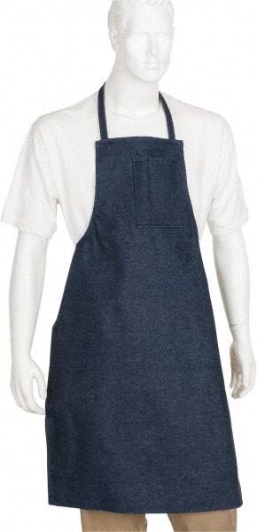 PRO-SAFE - 28 x 36" General Purpose Bib Apron - Denim, Denim Blue, 1 Pocket - Industrial Tool & Supply