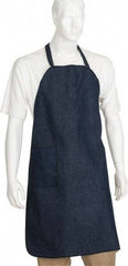 PRO-SAFE - 27 x 35" General Purpose Bib Apron - Denim, Denim Blue, 1 Pocket - Industrial Tool & Supply