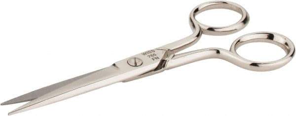 Wiss - 2" LOC, 5-1/8" OAL Standard Scissors - Chrome Plated Straight Handle, For Sewing - Industrial Tool & Supply