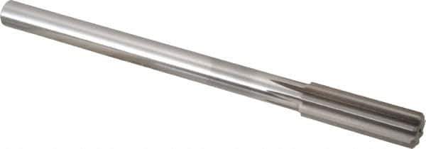 Alvord Polk - 17.5mm High Speed Steel 8 Flute Chucking Reamer - Straight Flute, 9/16" Straight Shank, 2-1/4" Flute Length, 9" OAL - Industrial Tool & Supply