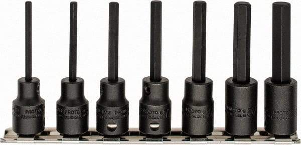 Proto - 7 Piece 3/8" Drive Inch Impact Hex Bit Socket Set - 1/8 to 3/8" Hex - Industrial Tool & Supply