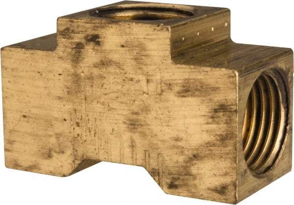 Eaton - 1/4" Tube OD, 45° Brass Flared Tube Inverted Union Tee - Flare x Flare x Flare Ends - Industrial Tool & Supply