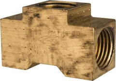 Eaton - 1/4" Tube OD, 45° Brass Flared Tube Inverted Union Tee - Flare x Flare x Flare Ends - Industrial Tool & Supply