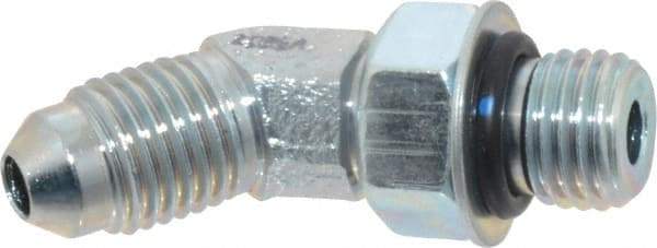 Eaton - 1/4" Tube OD, 37° Steel Flared Tube Straight Thread 45° Elbow - 1/4 ORB, Flared to Male SAE O-Ring Ends - Industrial Tool & Supply