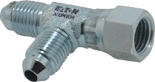 Eaton - 1/4" Tube OD, 37° Steel Flared Tube Swivel Nut Run Tee - Flare x Swivel x Flare Ends - Industrial Tool & Supply