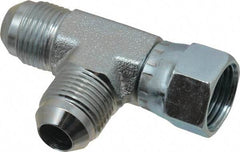 Eaton - 1/2" Tube OD, 37° Steel Flared Tube Swivel Nut Run Tee - Flare x Swivel x Flare Ends - Industrial Tool & Supply
