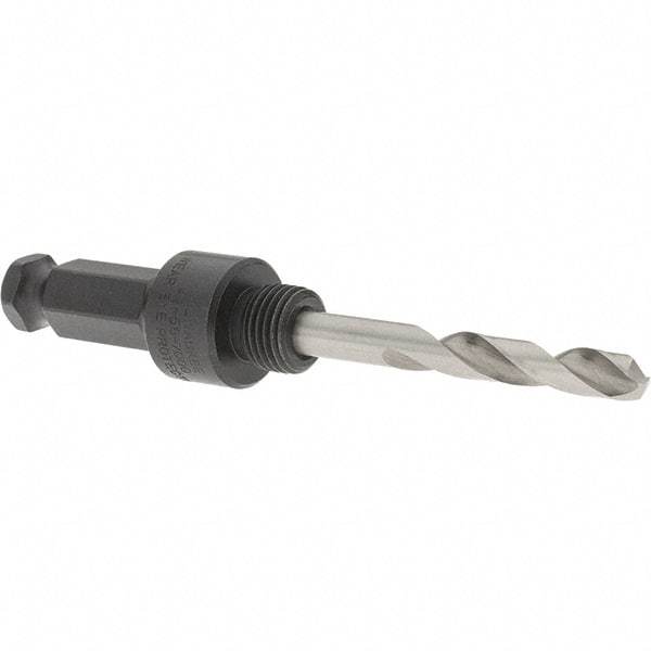 Milwaukee Tool - 5/8 to 1-3/16" Tool Diam Compatibility, Straight Shank, Steel Integral Pilot Drill, Hole Cutting Tool Arbor - 1/2" Min Chuck, Hex Shank Cross Section, Threaded Shank Attachment, For Hole Saws - Industrial Tool & Supply