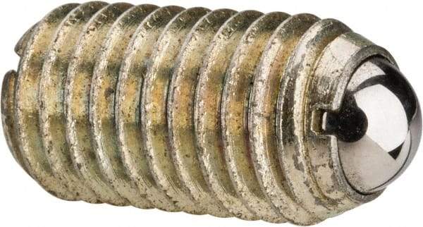 Gibraltar - M12x1.75, 8mm Ball Diam, 22mm Body Length, 2.5mm Max Ball Reach, Threaded Ball Plunger - Steel Body, Steel Ball, 16.86 Lb Initial End Force, 25.85 Lb Final End Force, Locking Element - Industrial Tool & Supply