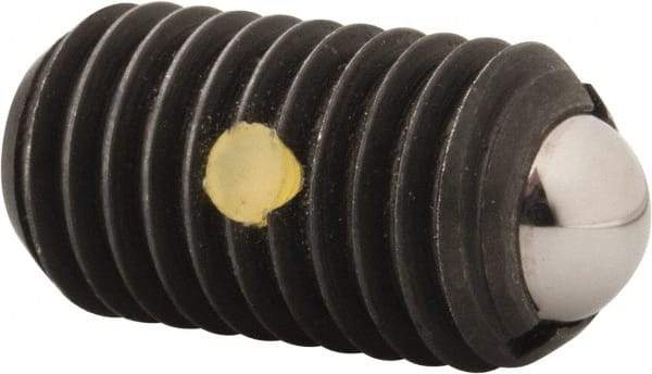 Gibraltar - M12x1.75, 8mm Ball Diam, 22mm Body Length, 2.5mm Max Ball Reach, Threaded Ball Plunger - Steel Body, Steel Ball, 6.75 Lb Initial End Force, 12.36 Lb Final End Force, Locking Element - Industrial Tool & Supply