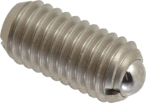 Gibraltar - M8x1.25, 5mm Ball Diam, 16mm Body Length, 1.5mm Max Ball Reach, Threaded Ball Plunger - Stainless Steel Body, Stainless Steel Ball, 1.12 Lb Initial End Force, 2.25 Lb Final End Force - Industrial Tool & Supply