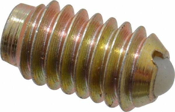 Gibraltar - 5/16-18, 0.156" Ball Diam, 0.578" Body Length, 0.04" Max Ball Reach, Threaded Ball Plunger - Steel Body, Nylon Ball, 6 Lb Initial End Force, 17 Lb Final End Force - Industrial Tool & Supply