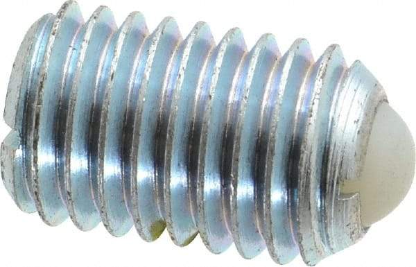 Gibraltar - 5/8-11, 0.375" Ball Diam, 0.984" Body Length, 0.096" Max Ball Reach, Threaded Ball Plunger - Steel Body, Nylon Ball, 4.5 Lb Initial End Force, 9 Lb Final End Force, Locking Element - Industrial Tool & Supply