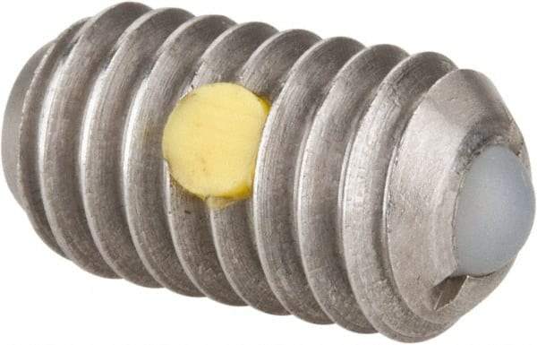 Gibraltar - 5/16-18, 0.156" Ball Diam, 0.578" Body Length, 0.04" Max Ball Reach, Threaded Ball Plunger - Stainless Steel Body, Nylon Ball, 6 Lb Initial End Force, 17 Lb Final End Force, Locking Element - Industrial Tool & Supply