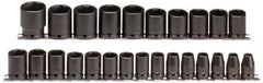 Proto - 25 Piece 1/2" Drive Impact Socket Set - 6 Points, 8mm to 36mm Range, Metric Measurement Standard - Industrial Tool & Supply
