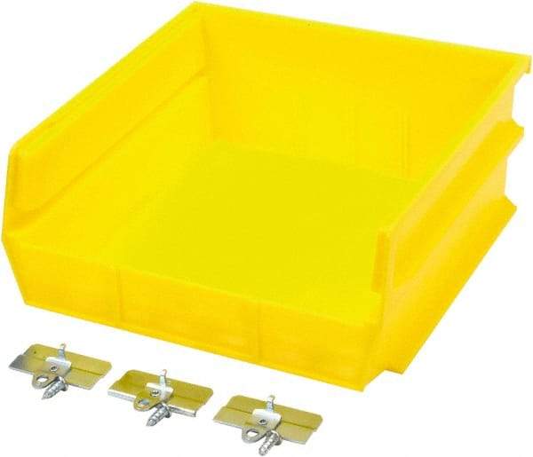 Triton - 10-7/8" Deep, Yellow Polypropylene Hopper Stacking Bin - 5" High x 11" Wide x 10-7/8" Long - Industrial Tool & Supply