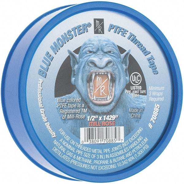 Value Collection - 1/2" Wide x 1,429" Long General Purpose Pipe Repair Tape - -450 to 500°F, Blue - Industrial Tool & Supply