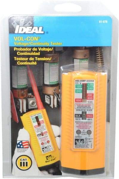 Ideal - 5 VAC/VDC to 600 VAC/VDC, Voltage and Circuit Continuity Tester - LED and Neon Lamps Display, 60 Hz - Industrial Tool & Supply