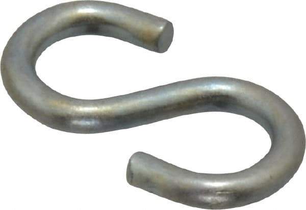 Made in USA - 1/8" Opening, Low Carbon Steel Electrogalvanized S-Hook - 7 Lb Capacity, 1/4" ID, 0.07" Wire, 3/4" OAL - Industrial Tool & Supply