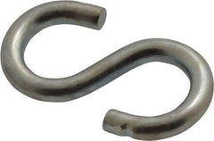 Made in USA - 5/32" Opening, Low Carbon Steel Electrogalvanized S-Hook - 16 Lb Capacity, 5/16" ID, 0.105" Wire, 1" OAL - Industrial Tool & Supply