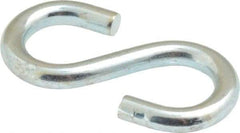Made in USA - 7/32" Opening, Low Carbon Steel Electrogalvanized S-Hook - 26 Lb Capacity, 7/16" ID, 0.148" Wire, 1-1/2" OAL - Industrial Tool & Supply