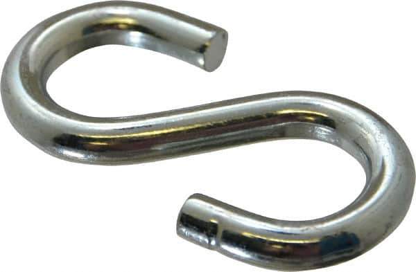 Made in USA - 1/2" Opening, Low Carbon Steel Electrogalvanized S-Hook - 132 Lb Capacity, 7/8" ID, 0.312" Wire, 3" OAL - Industrial Tool & Supply