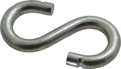 Made in USA - 1/2" Opening, Low Carbon Steel Electrogalvanized S-Hook - 170 Lb Capacity, 1" ID, 3/8" Wire, 3-1/2" OAL - Industrial Tool & Supply
