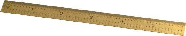Fowler - 6" Long, 1/100, 1/64, 1/32, 1/10" Graduation, Flexible Steel Rule - 5R Graduation Style, 3/4" Wide, Yellow, Titanium Finish - Industrial Tool & Supply