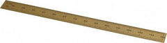 Fowler - 6" Long, 1/64, 1/32" and 0.5, 1mm Graduation, Flexible Steel Rule - English/Metric Graduation Style, 1/2" Wide, Yellow, Titanium Finish - Industrial Tool & Supply