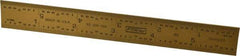 Fowler - 6" Long, 1/64, 1/32, 1/16, 1/8" Graduation, Rigid Steel Rule - 4R Graduation Style, 3/4" Wide, Yellow, Titanium Finish - Industrial Tool & Supply