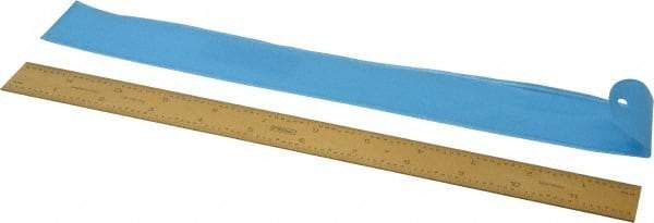 Fowler - 12" Long, 1/64, 1/32, 1/16, 1/8" Graduation, Rigid Steel Rule - 4R Graduation Style, 1" Wide, Yellow, Titanium Finish - Industrial Tool & Supply