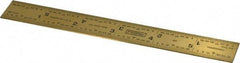 Fowler - 6" Long, 1/100, 1/64, 1/32, 1/10" Graduation, Rigid Steel Rule - 5R Graduation Style, 3/4" Wide, Yellow, Titanium Finish - Industrial Tool & Supply