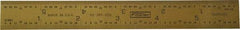 Fowler - 6" Long, 1/64, 1/32" and 0.5, 1mm Graduation, Rigid Steel Rule - English/Metric Graduation Style, 1/2" Wide, Yellow, Titanium Finish - Industrial Tool & Supply