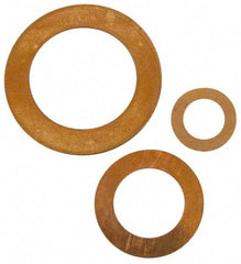 Made in USA - 0.021" Thick, 1" Inside x 1-1/2" OD, Round Shim - 7/8" Screw, Uncoated C-172 Copper - Industrial Tool & Supply