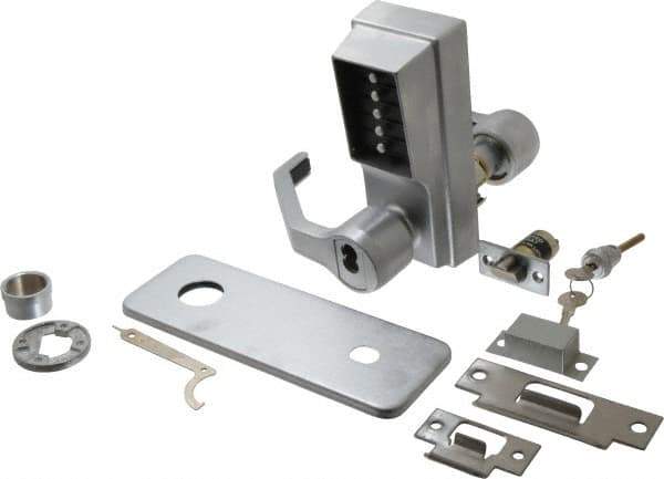 Kaba Access - Heavy Duty Combination Entry Lever Lockset with Key Override - 2-3/4" Back Set, 6 or 7 Pin Length Best & Compatible Cylinder (Core Not Included), Satin Chrome Finish - Industrial Tool & Supply