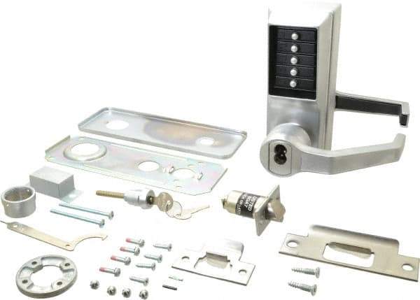 Kaba Access - Heavy Duty Combination Entry Lever Lockset with Key Override - 2-3/4" Back Set, 6 or 7 Pin Length Best & Compatible Cylinder (Core Not Included), Satin Chrome Finish - Industrial Tool & Supply