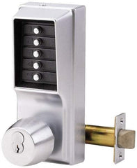 Kaba Access - 1-3/8 to 2-1/4" Door Thickness, Satin Chrome Pushbutton Knob Lockset - 2-3/4" Back Set - Industrial Tool & Supply
