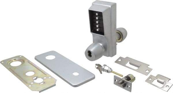 Kaba Access - 1-3/8 to 2-1/4" Door Thickness, Satin Chrome Pushbutton Knob Lockset - 2-3/4" Back Set, 6 or 7 Pin Length Best & Compatible (Core Not Included) Cylinder - Industrial Tool & Supply