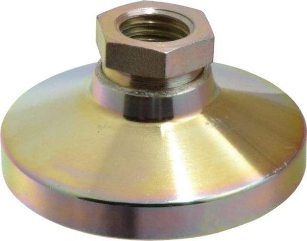 Gibraltar - 2721 kg Capacity, M16 Thread, 31.7mm OAL, Steel Stud, Tapped Pivotal Socket Mount Leveling Pad - 63.5mm Base Diam, Steel Pad, 22mm Hex - Industrial Tool & Supply